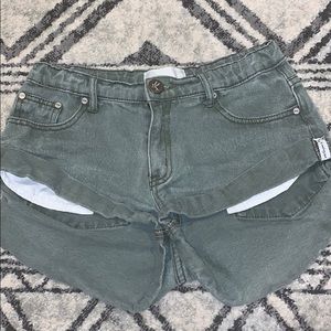 One Teaspoon Kids Green Bandit Shorts